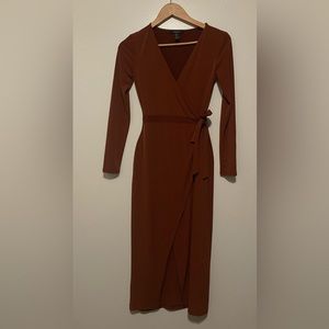 F21 Long Sleeve Wrap Dress